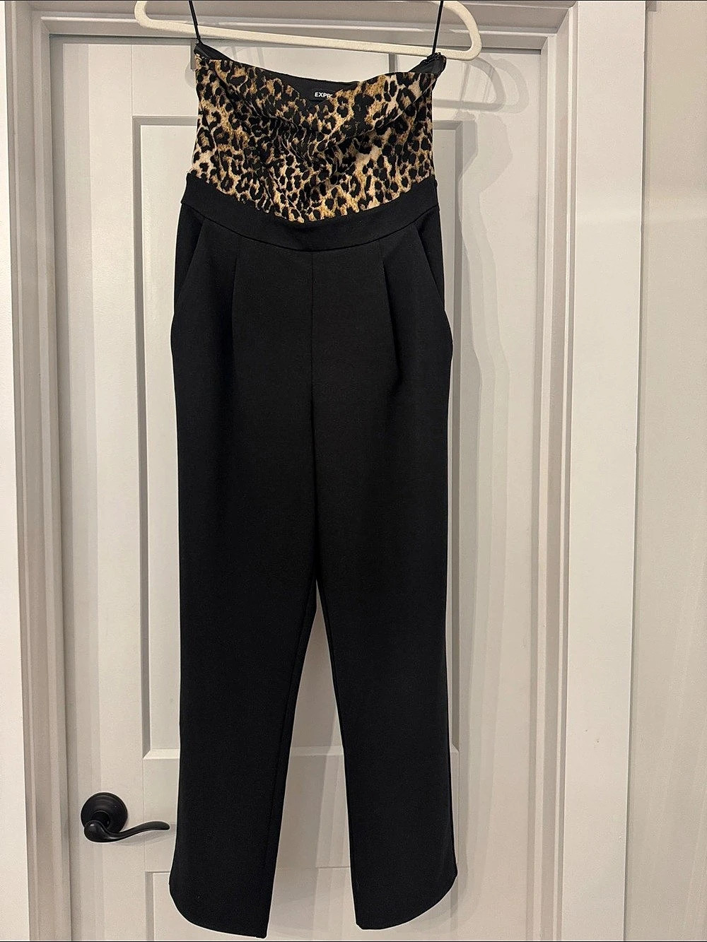Express Leopard Print Sweetheart Bodice Strapless Jumpsuit Size 6